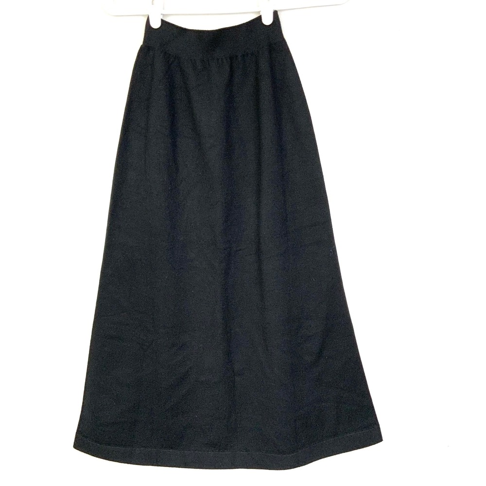 Uniqlo Sz XXS/XS Black 3D Knit Soufflé Yarn Knit Seamless Pull On Midi Skirt